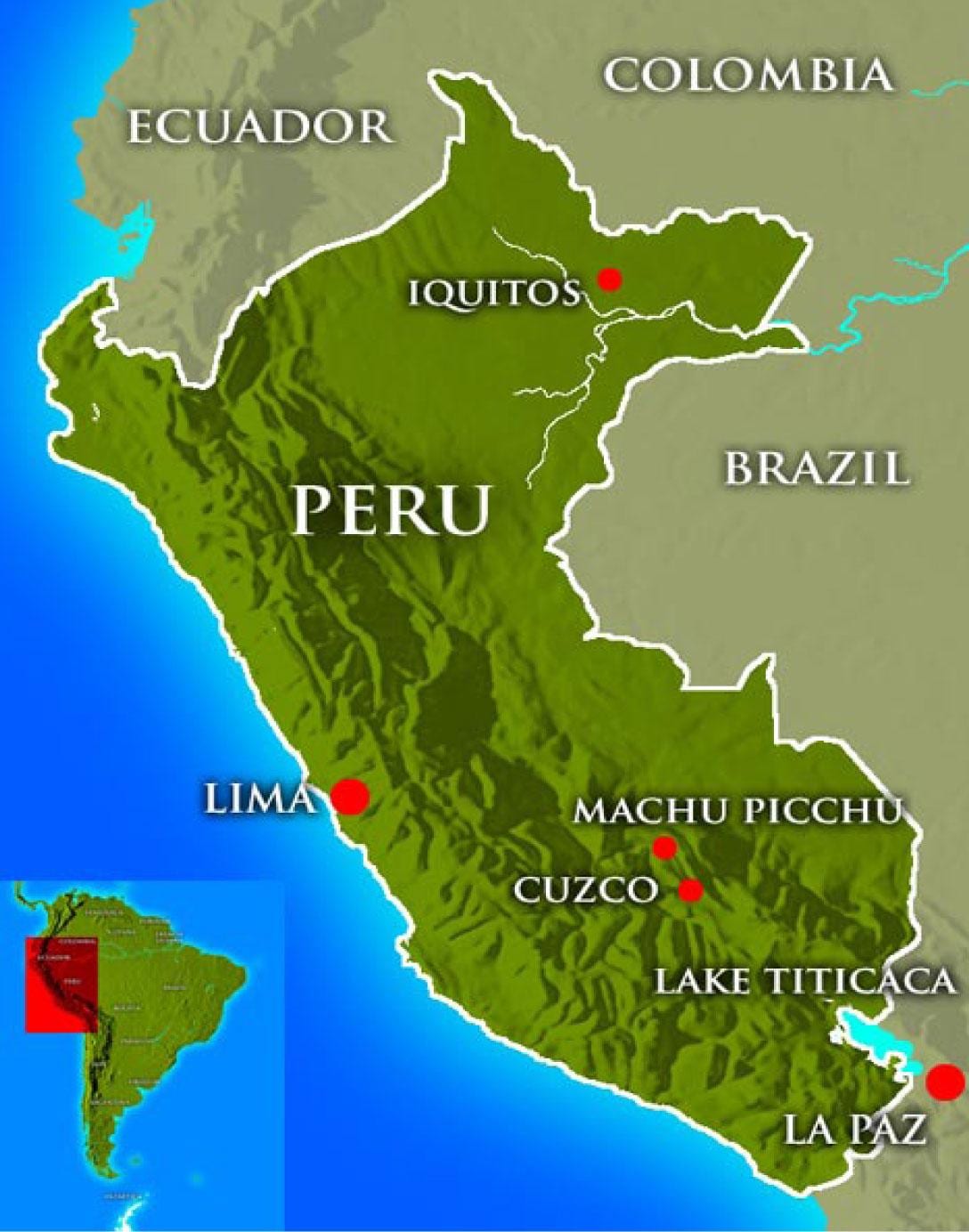 mapa na nagpapakita ng peru