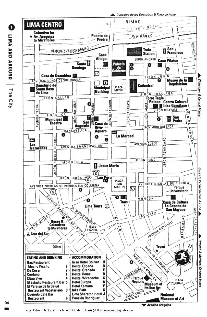 Mapa ng Lima walking tour