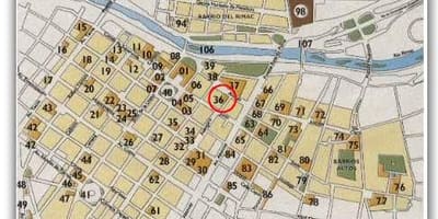 Mapa ng makasaysayang sentro ng lungsod ng Lima